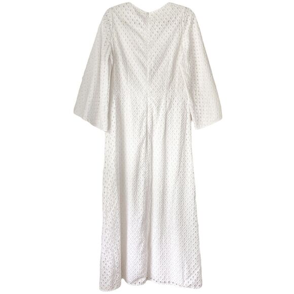 Anthropologie Karma Beach Maya Eyelet Cover Up Maxi Dress White Size 10 - Picture 2 of 7